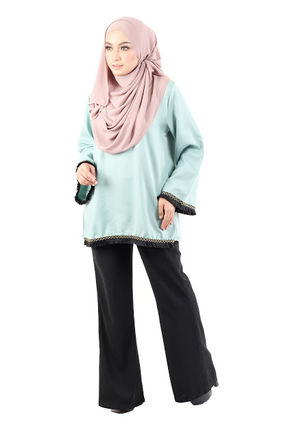 QA-488 Lovely Muslimah Blouse Tiffany Blue