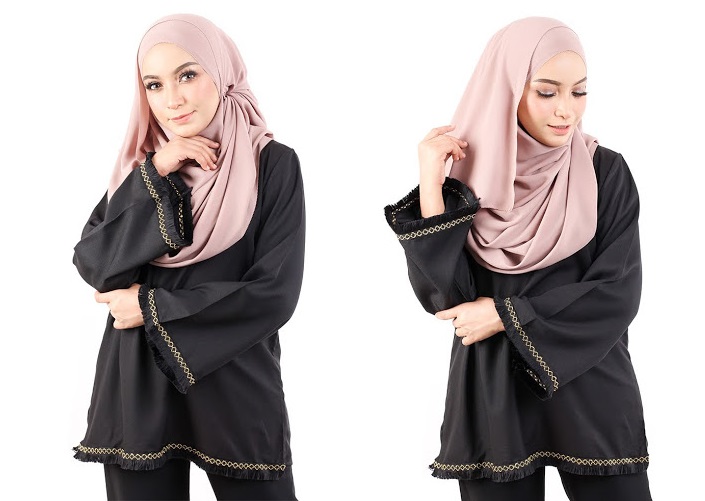 QA-488 Lovely Muslimah Blouse Black