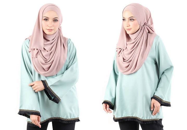 QA-488 Lovely Muslimah Blouse Tiffany Blue