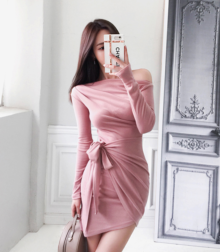 GW2328 Charming Ribbon Dress Pink