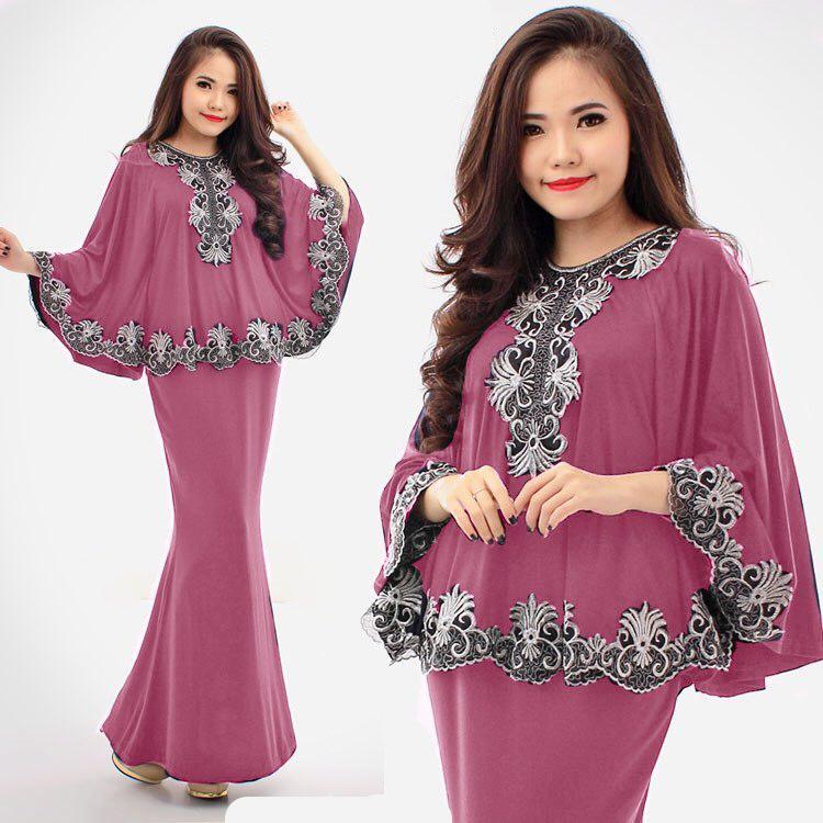 JW5007 Kurung Batwing With Skirt Plum