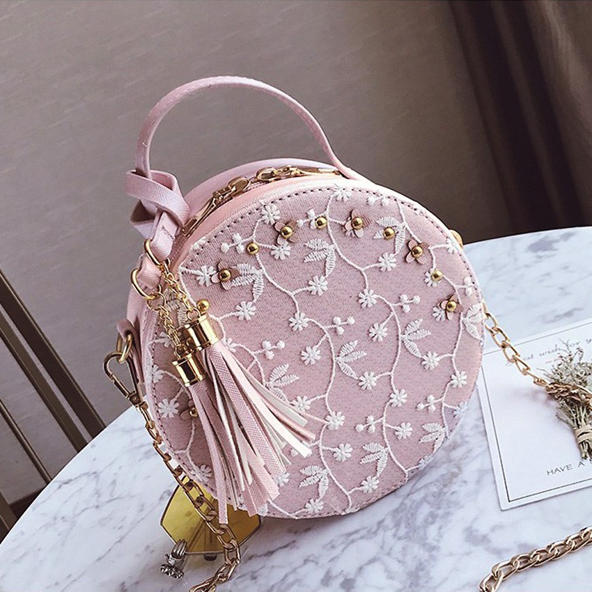 KW80393 Lovely Round Shape Sling Bag Pink