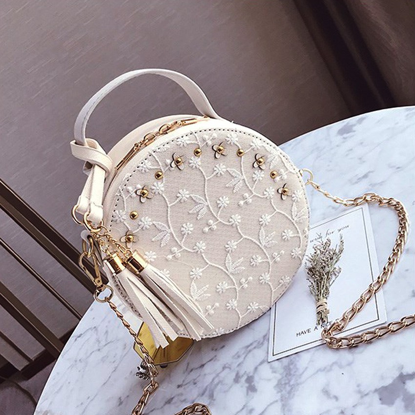 KW80393 Lovely Round Shape Sling Bag White