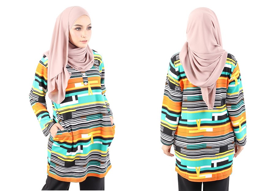 QA-490 Muslimah Printed Blouse Green