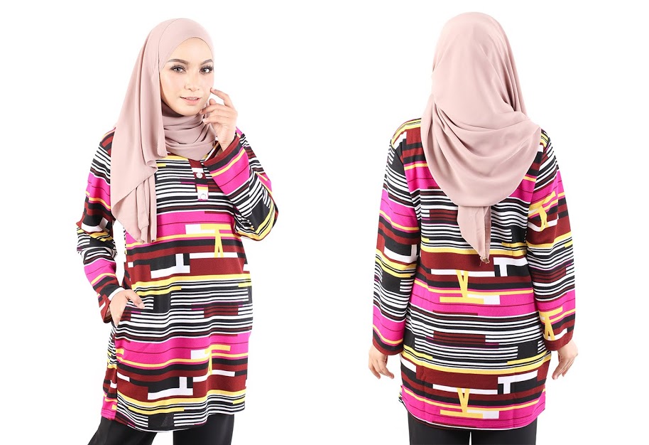 QA-490 Muslimah Printed Blouse Maroon