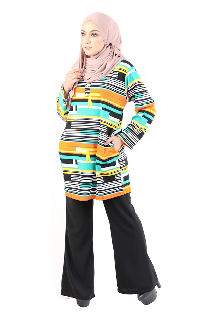 QA-490 Muslimah Printed Blouse Green