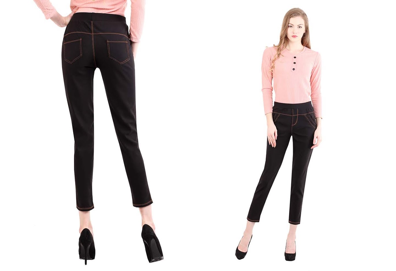 QA-492 Elastic Mid Rise Pant Black