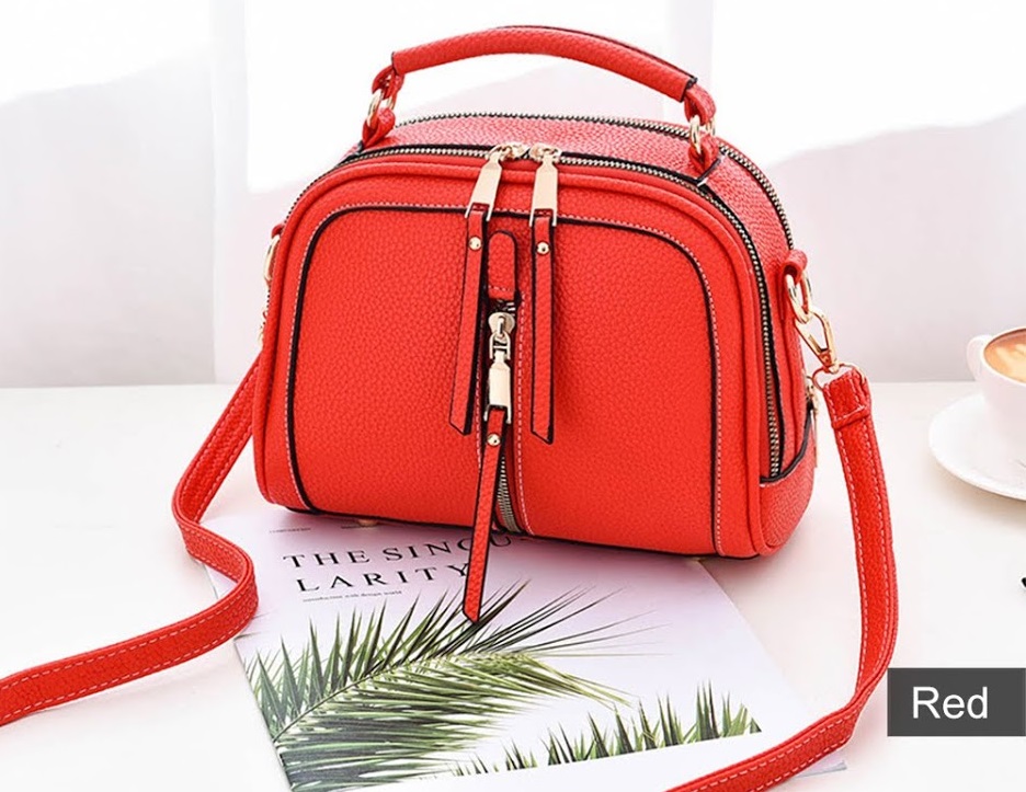 QA-497 Women's Zippers Handbag Red