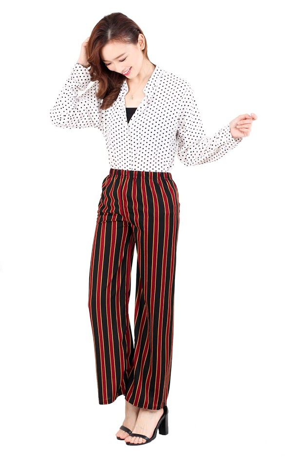 QA-503 Women's Stripped Palazzo As Picture