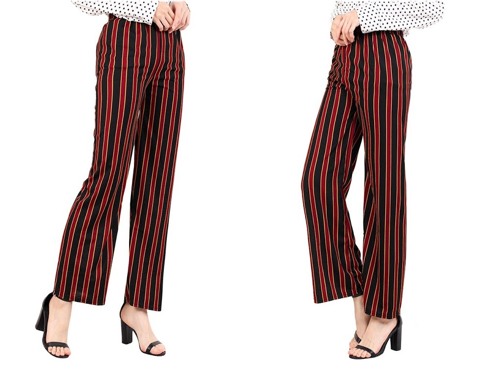 QA-503 Women's Stripped Palazzo As Picture