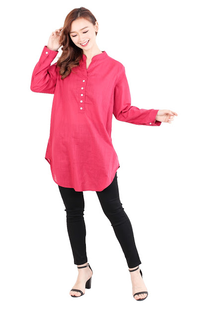 QA-513 Women's Casual Blouse Dark Pink