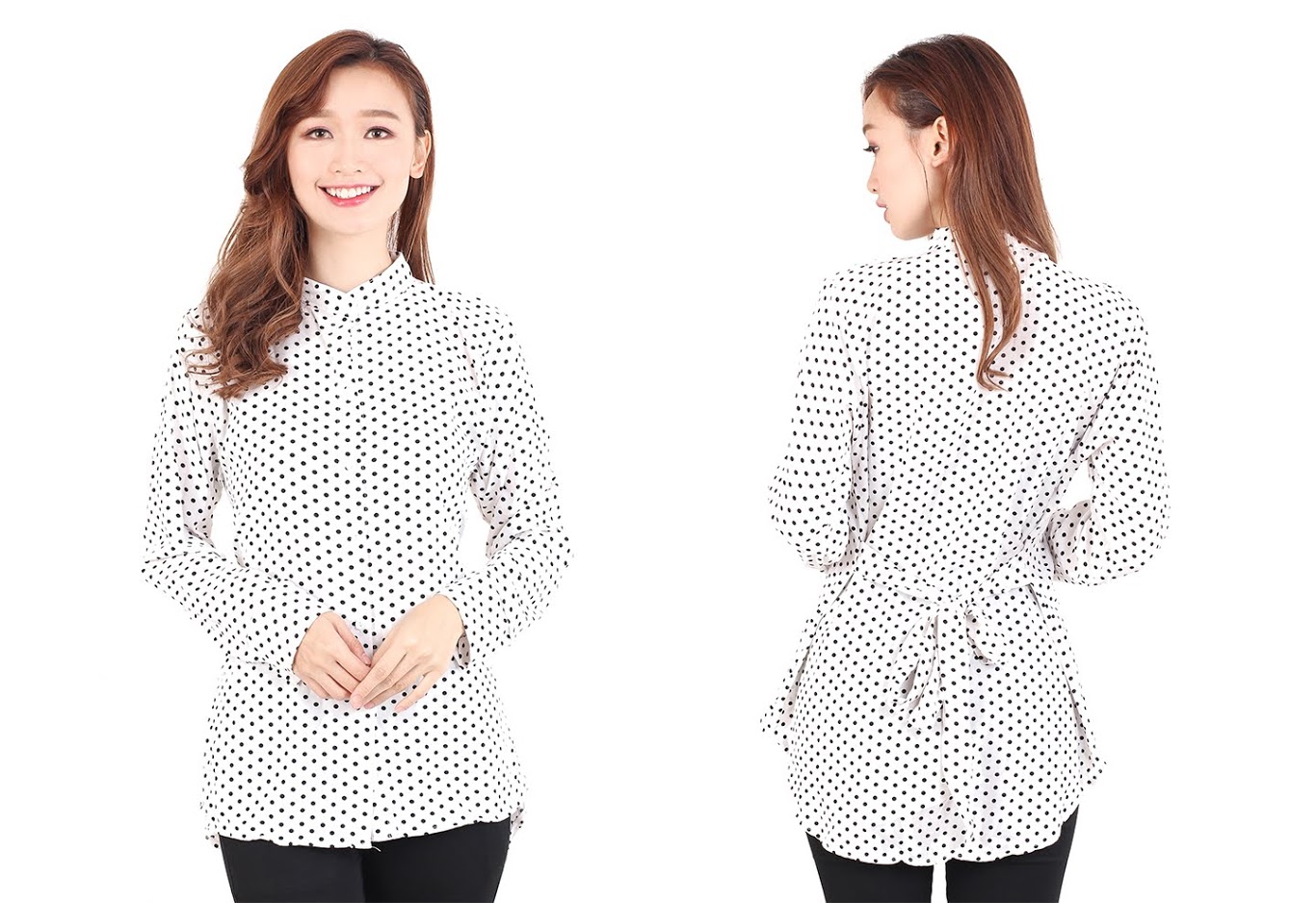 QA-511 Women's Mandarin Collar Top White