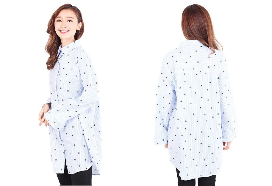 QA-512 Printed Women's Blouse Light Blue