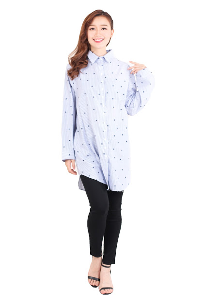 QA-512 Printed Women's Blouse Blue