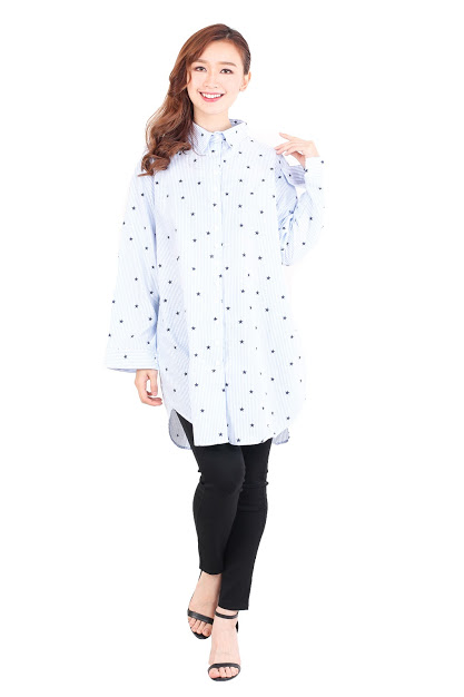 QA-512 Printed Women's Blouse Light Blue