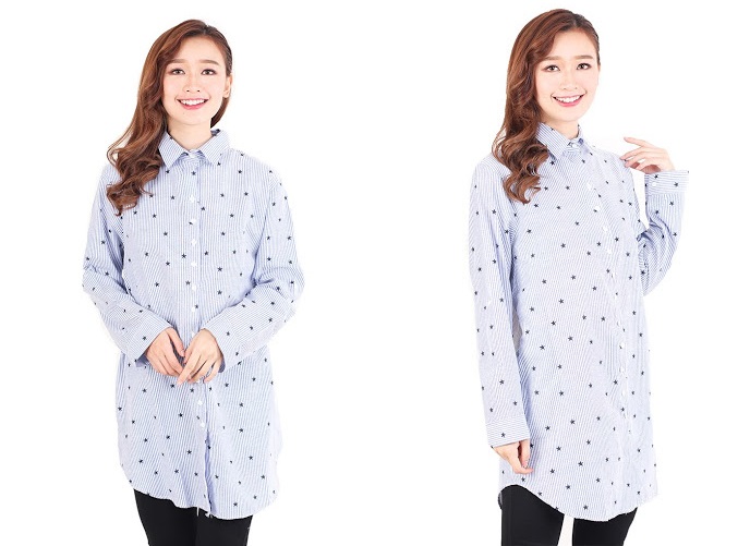 QA-512 Printed Women's Blouse Blue