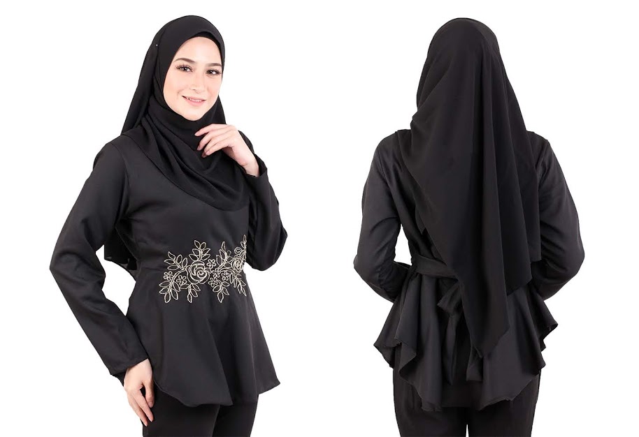 QA-518 Embroidery Women's Blouse Black