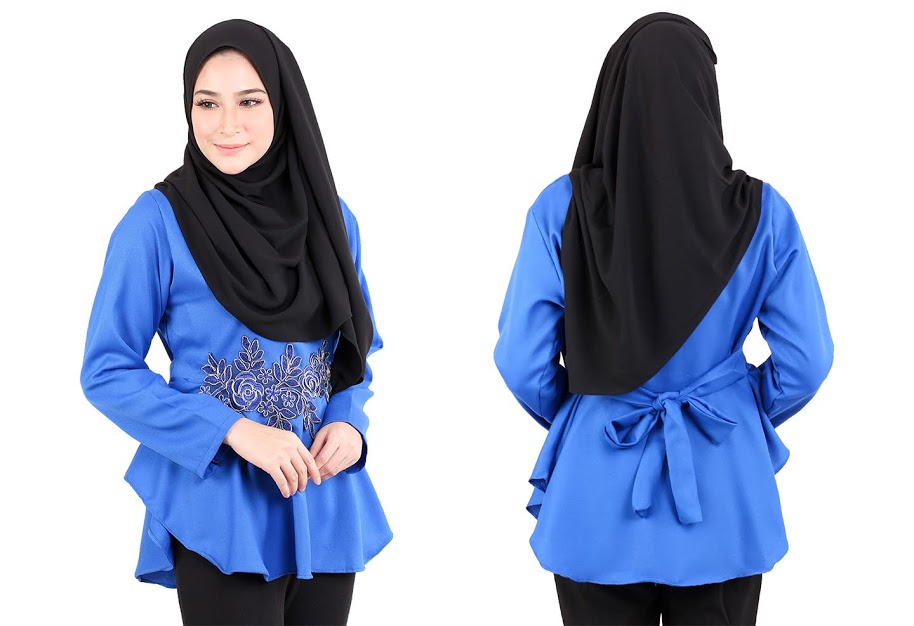 QA-518 Embroidery Women's Blouse Blue