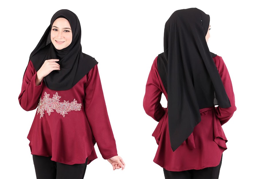 QA-518 Embroidery Women's Blouse Maroon