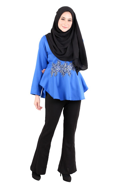 QA-518 Embroidery Women's Blouse Blue