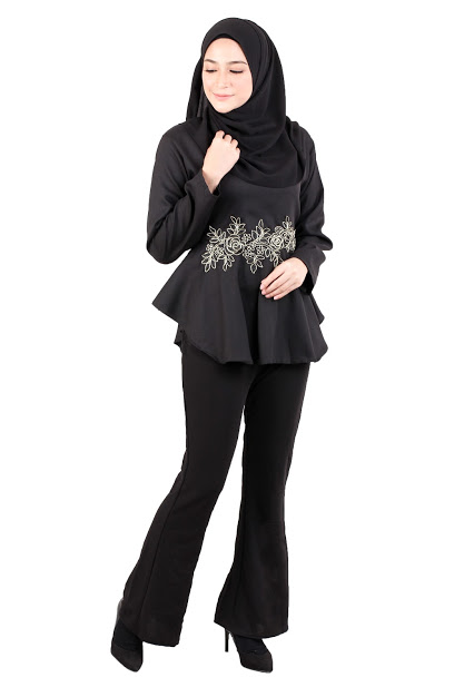 QA-518 Embroidery Women's Blouse Black