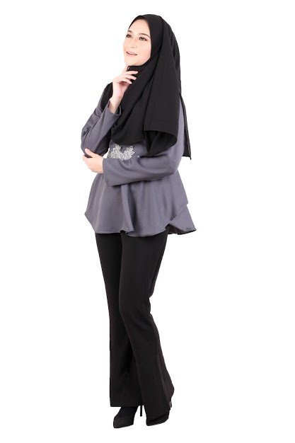 QA-518 Embroidery Women's Blouse Grey