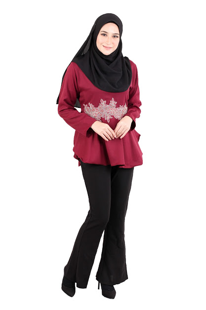 QA-518 Embroidery Women's Blouse Maroon