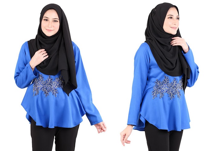 QA-518 Embroidery Women's Blouse Blue