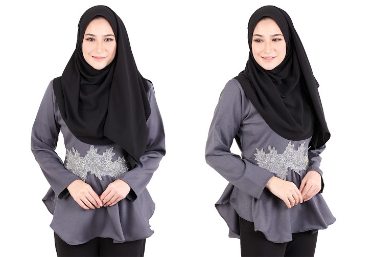 QA-518 Embroidery Women's Blouse Grey