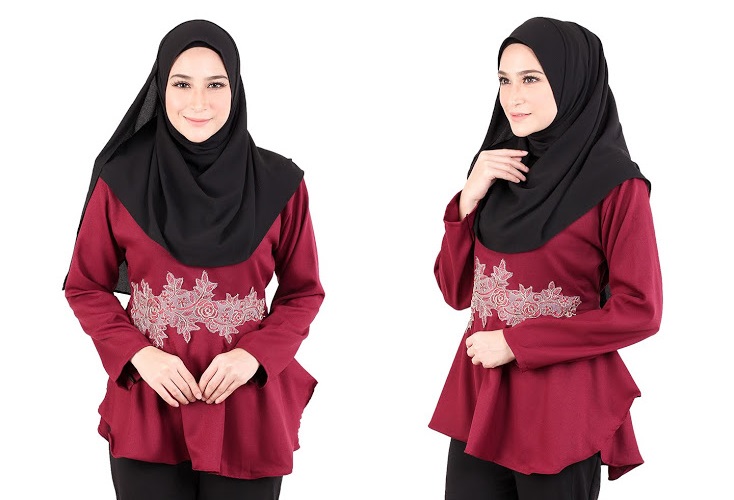 QA-518 Embroidery Women's Blouse Maroon