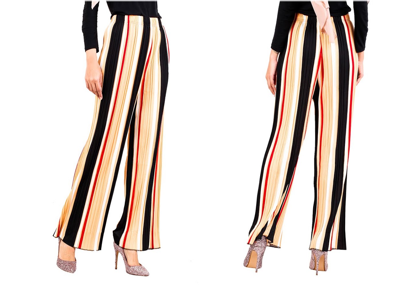 QA-519 Multicolor Striped Pants Light Yellow