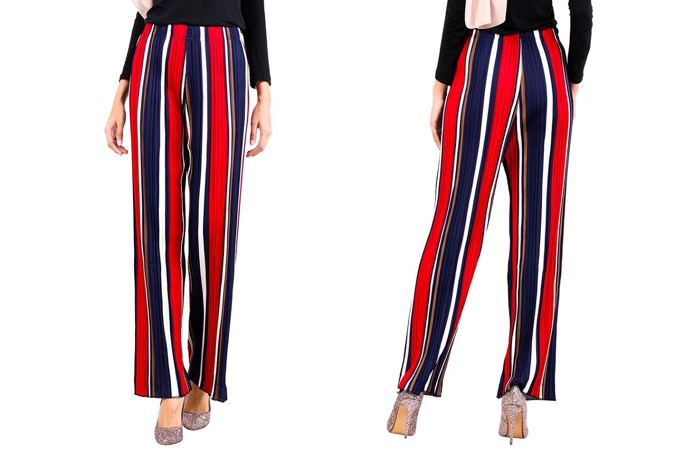 QA-519 Multicolor Striped Pants Red Blue