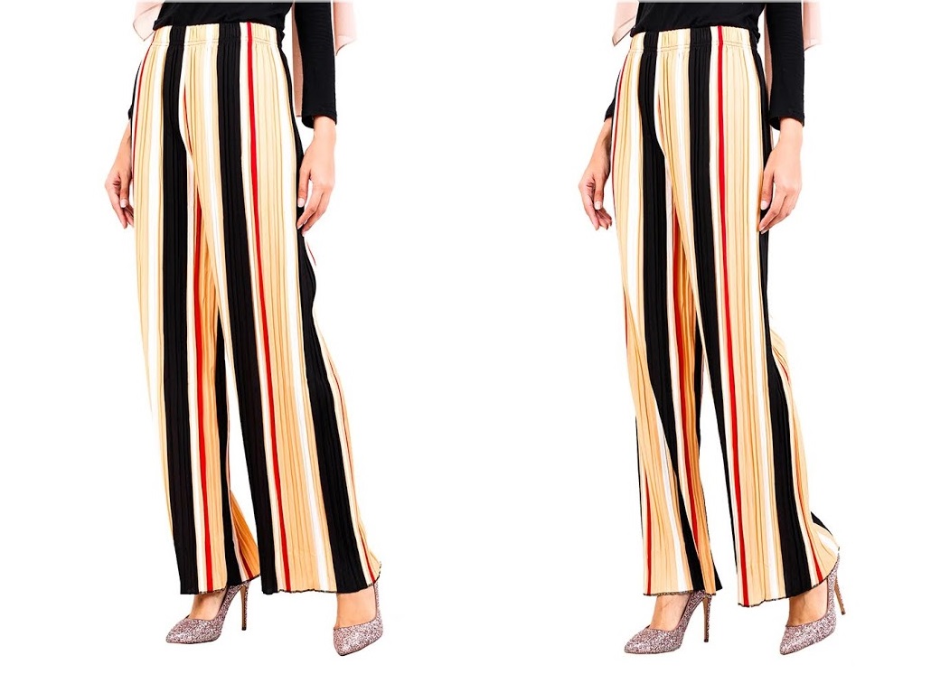 QA-519 Multicolor Striped Pants Light Yellow