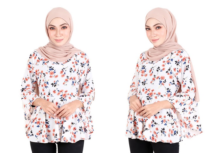 QA-520 Floral Printed Blouse White