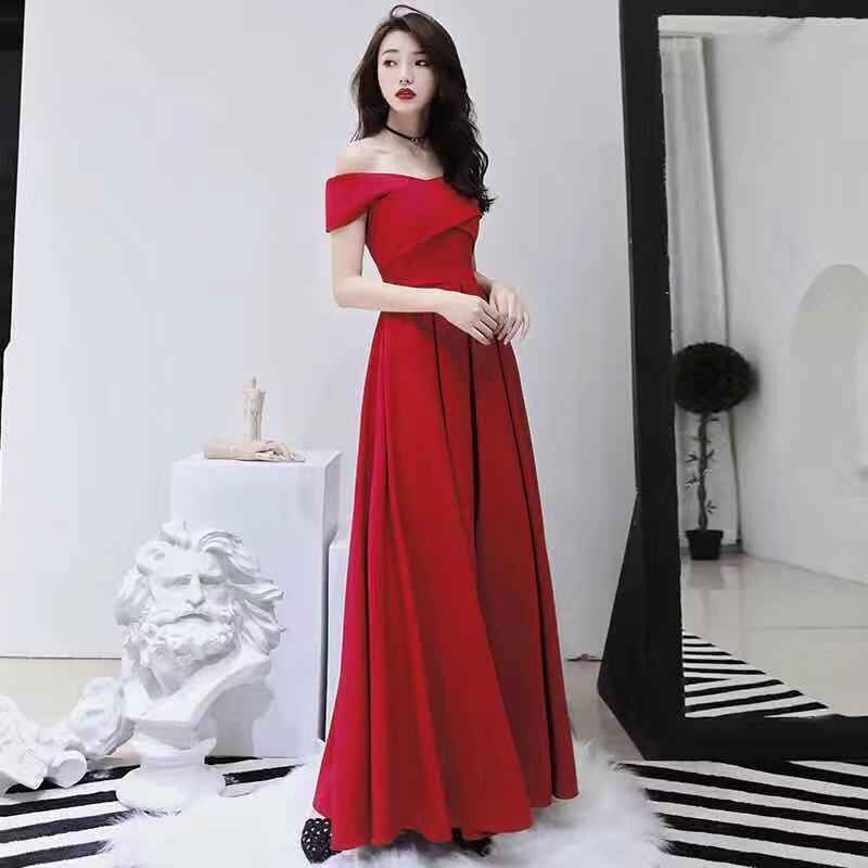 WD7697 Women's Elegant Evening Dress Red