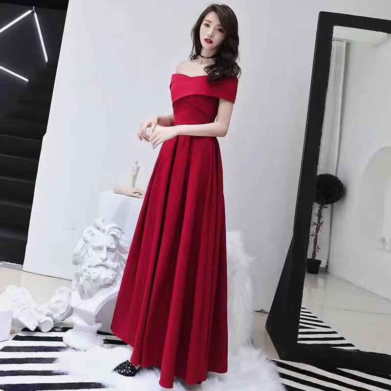 WD7697 Women's Elegant Evening Dress Red