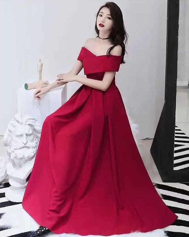 WD7697 Women's Elegant Evening Dress Red