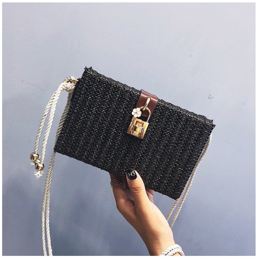 KW80398 Vintage Square Handbag Black