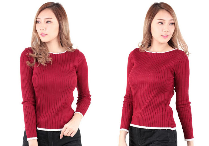 QA-527 Lovely Knitted Top Red