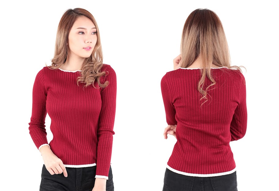 QA-527 Lovely Knitted Top Red