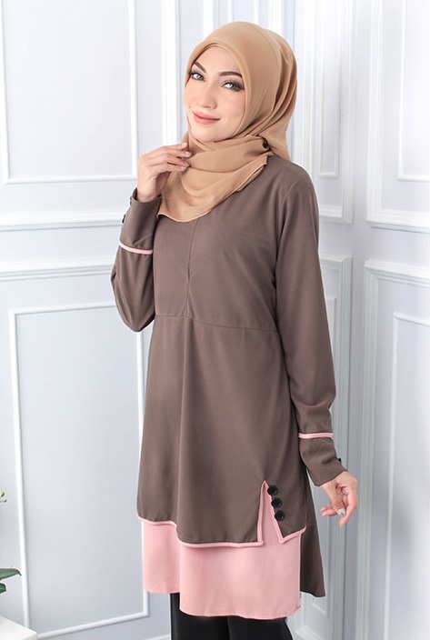 QA-545 MUSLIMAH TUNIC TOP COFFEE