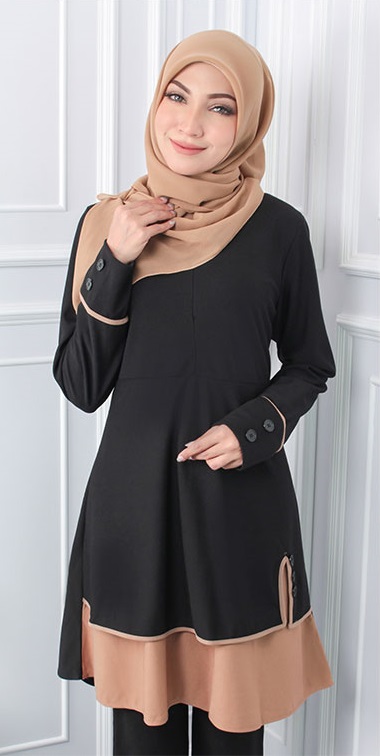 QA-545 MUSLIMAH TUNIC TOP BLACK