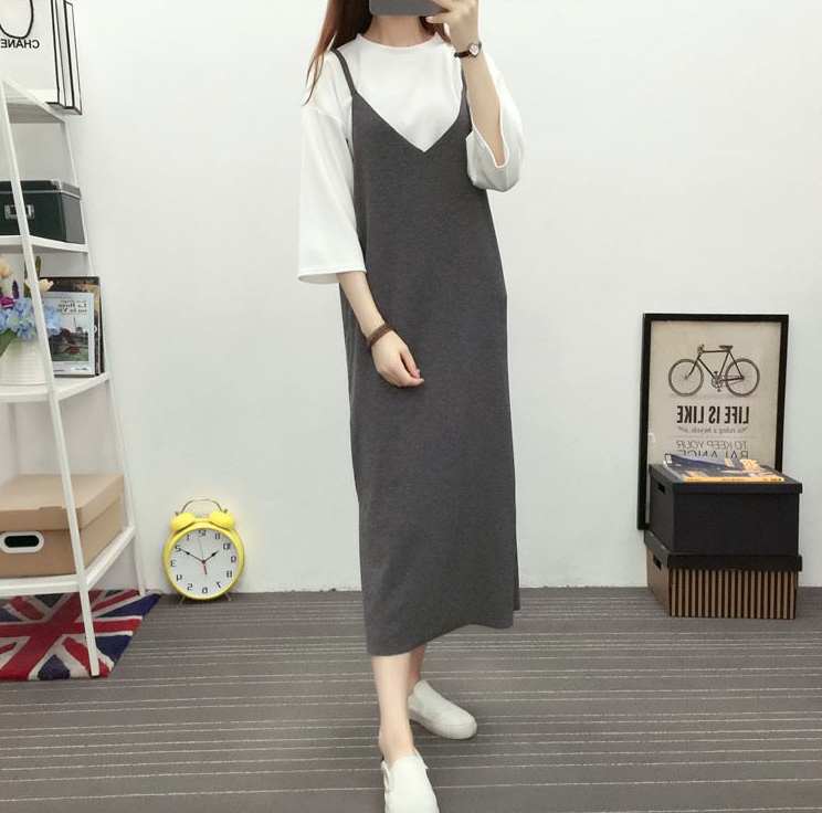 JW5079 Fashion Strap Dress Grey