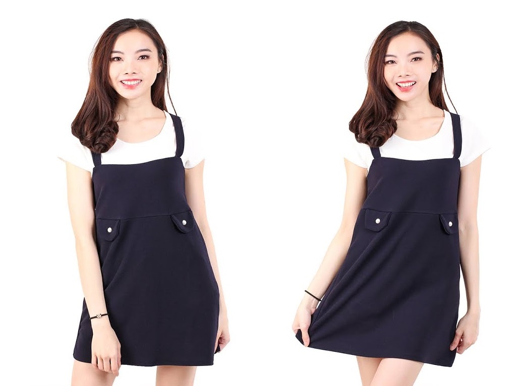 QA-530 Women Casual Dress Navy Blue