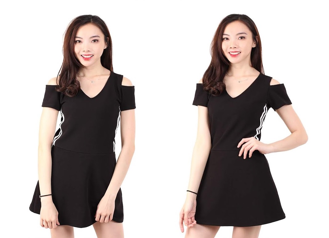 QA-532 Cold Shoulder Dress Black