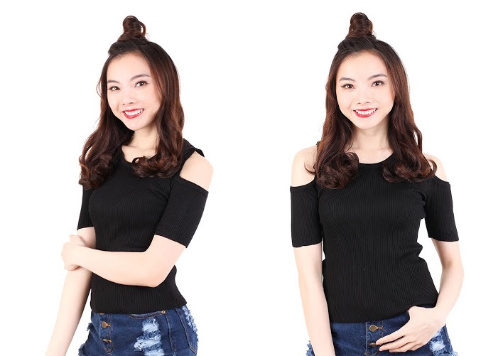 QA-534 KNITTED COLD SHOULDER TOP BLACK