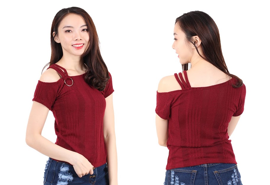 QA-536 CASUAL KNITTED TOP RED