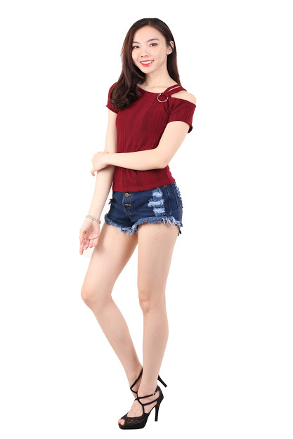 QA-536 CASUAL KNITTED TOP RED