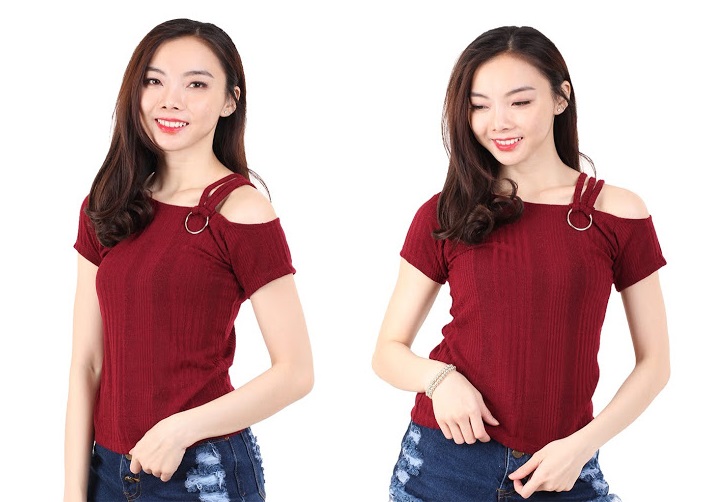 QA-536 CASUAL KNITTED TOP RED