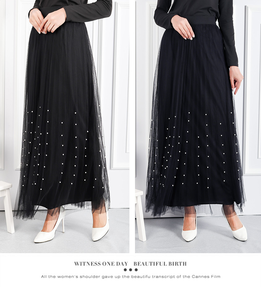 QA-544 VOGUE FLARED SKIRT BLACK